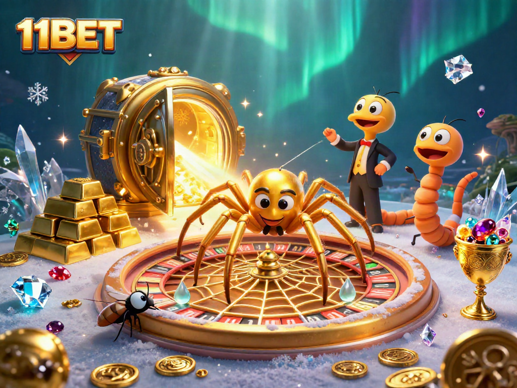 Experience thrilling gaming action and massive wins with 11BET's cartoon-inspired casino scene.