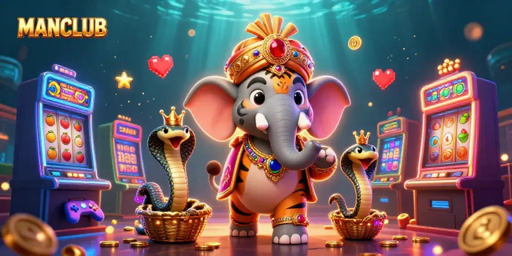 Experience thrilling gameplay at MANCLUB with vibrant 3D casino elements in a colorful scene.