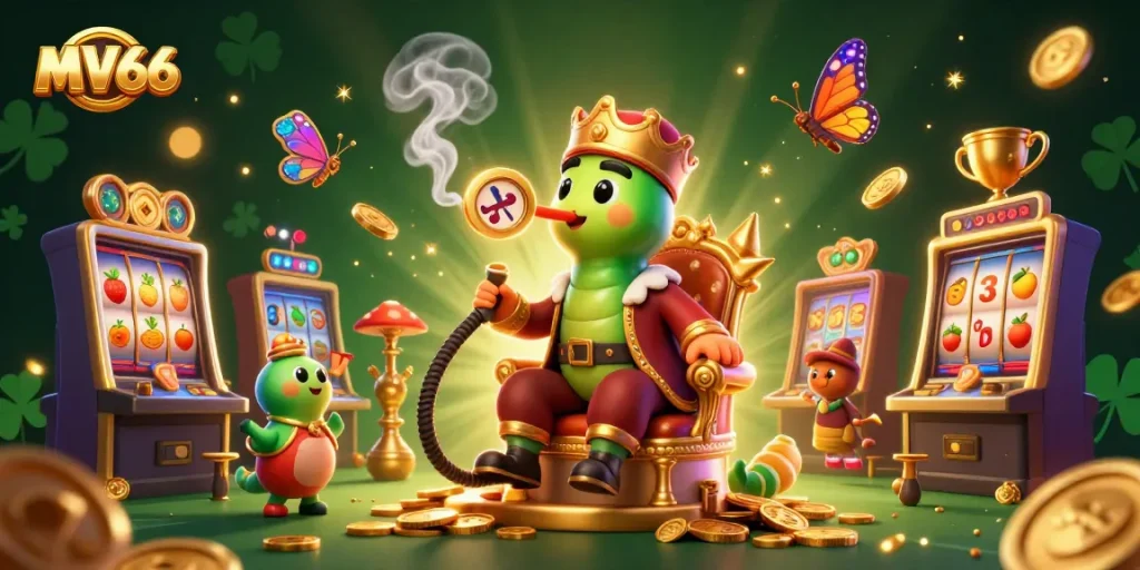 Win big at MV66 with vibrant 3D slot gaming excitement, colorful symbols, and dynamic gold coins.