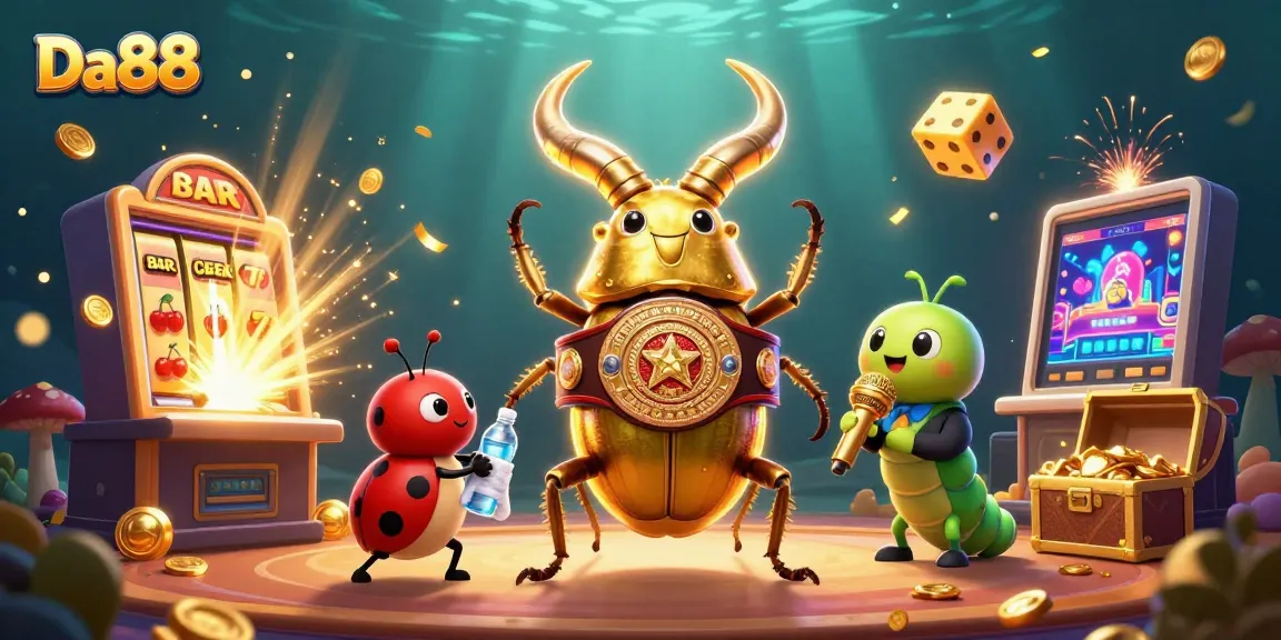 Experience exciting wins at Da88 with vibrant golden characters in a thrilling casino scene.