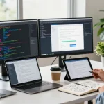 Developer engaged with crush ai coding projects in a modern office setting.