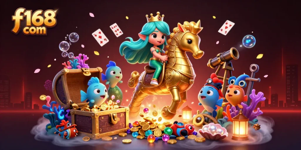Engage with f168 com's vibrant underwater casino world, featuring explosive treasures and energetic characters.