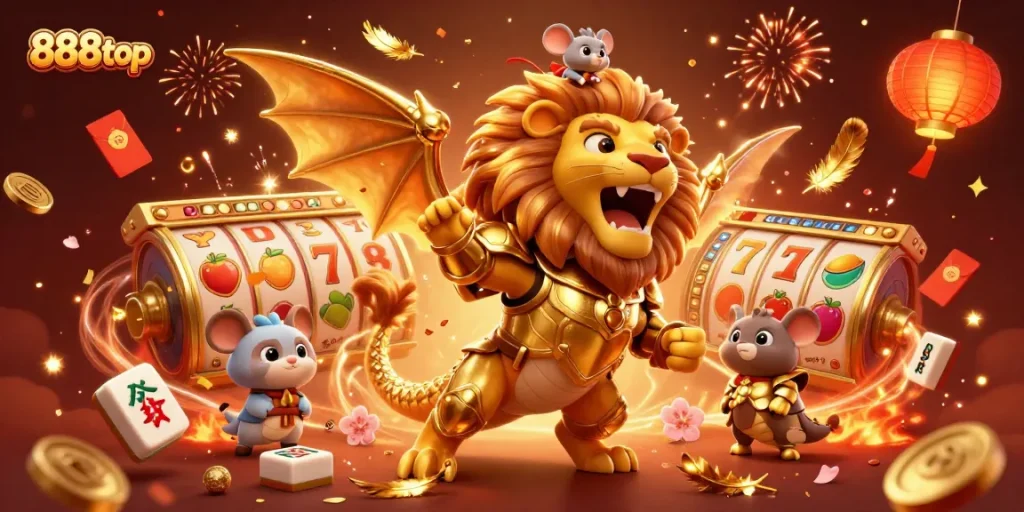 Experience the thrill of winning at 888top with colorful casino games and golden treasures.