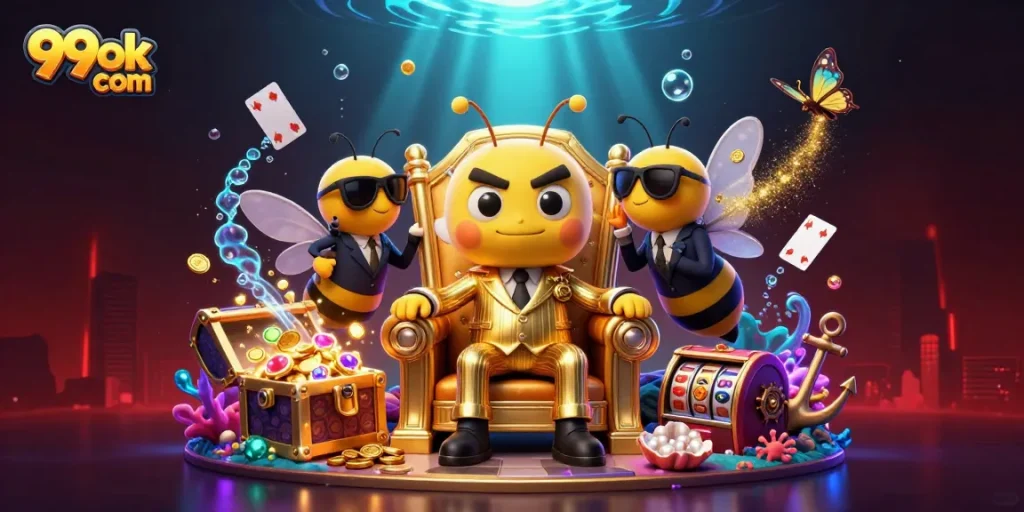 Experience winning gameplay at 99ok com with a vibrant casino scene featuring bumblebee mob boss.