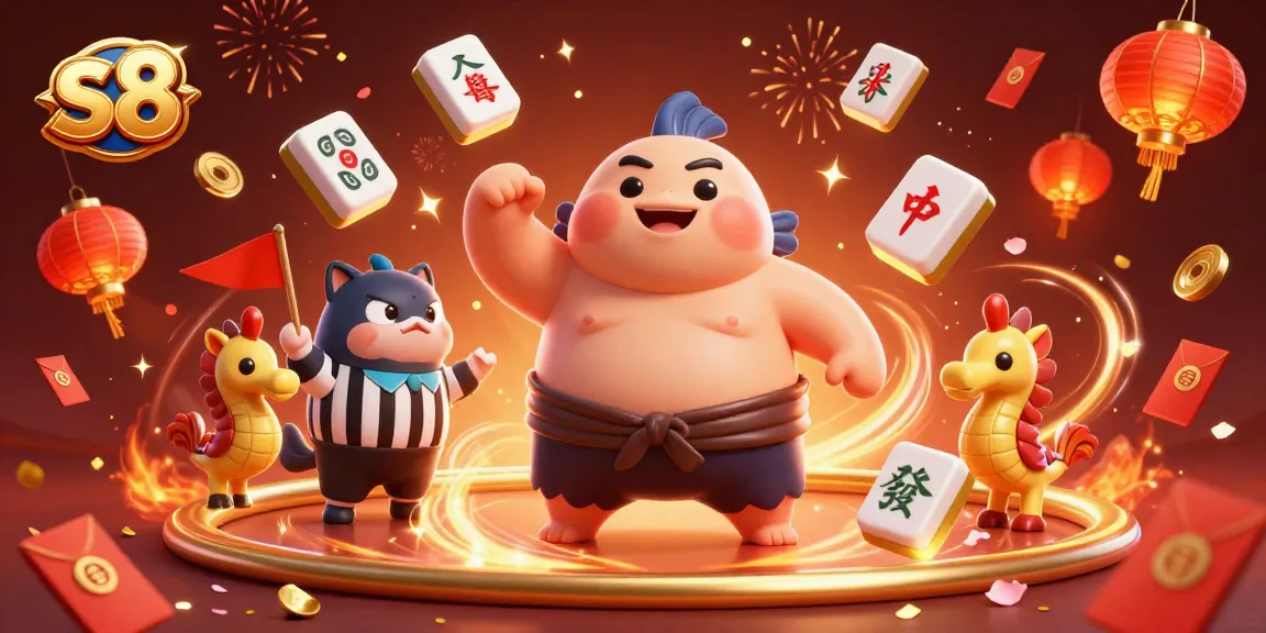 Experience the excitement of s8 with dynamic gambling elements and festive characters celebrating wins.