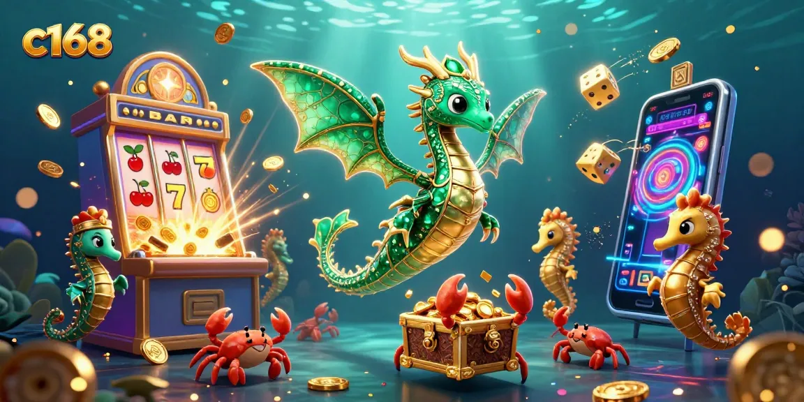 Engage with exciting c168-themed gaming action featuring a vibrant underwater scene and dynamic casino elements.