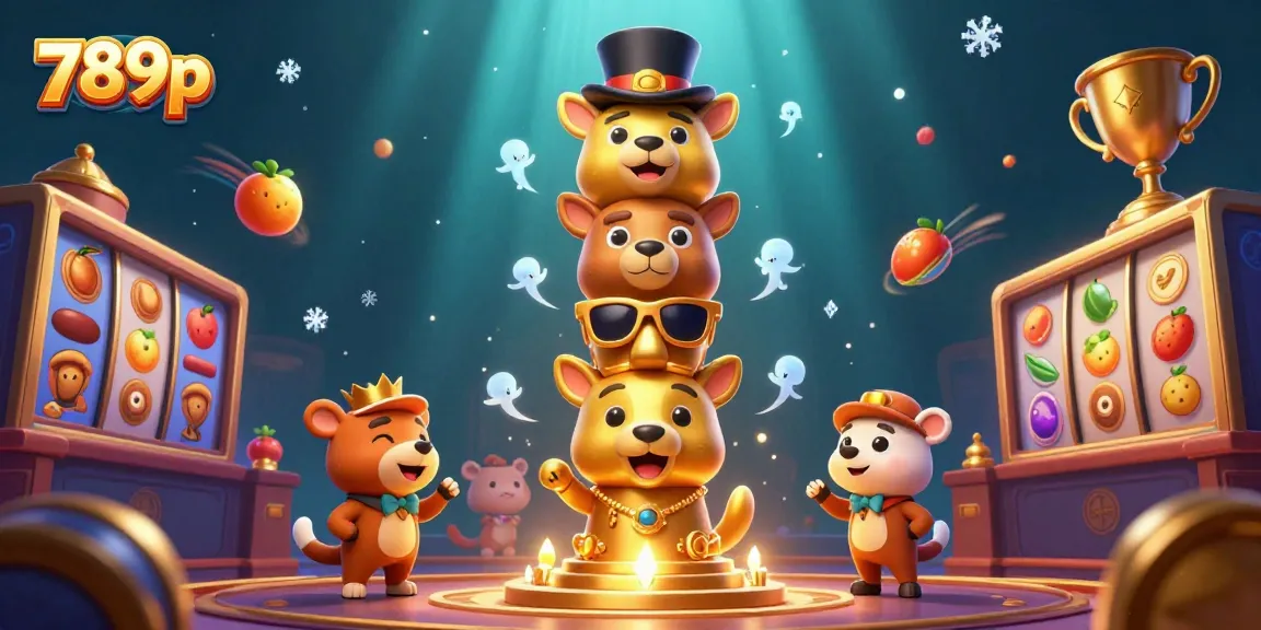 Engage in thrilling gameplay with the vibrant 789p casino illustration showcasing dynamic slots and trophies.