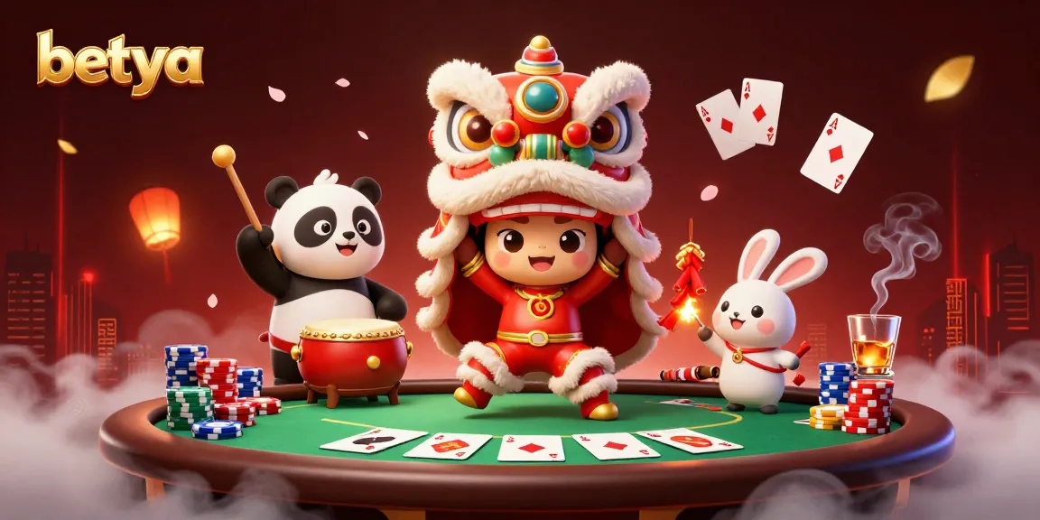 Experience thrilling wins at Betya with a vibrant 3D casino action scene featuring lively characters.