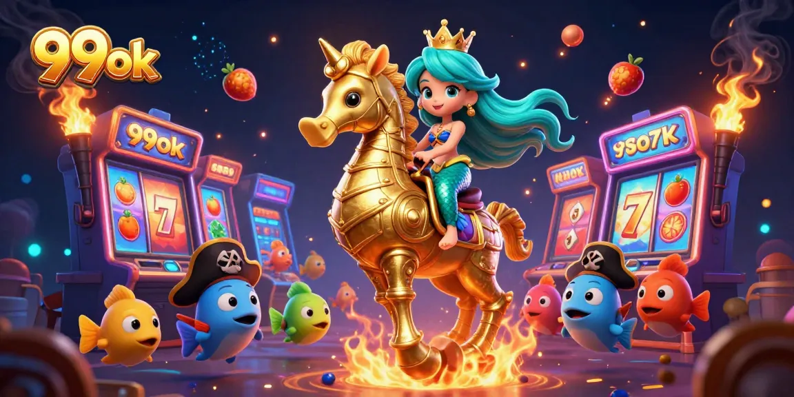 Experience the excitement of 99ok slots with a vibrant underwater scene filled with captivating characters.