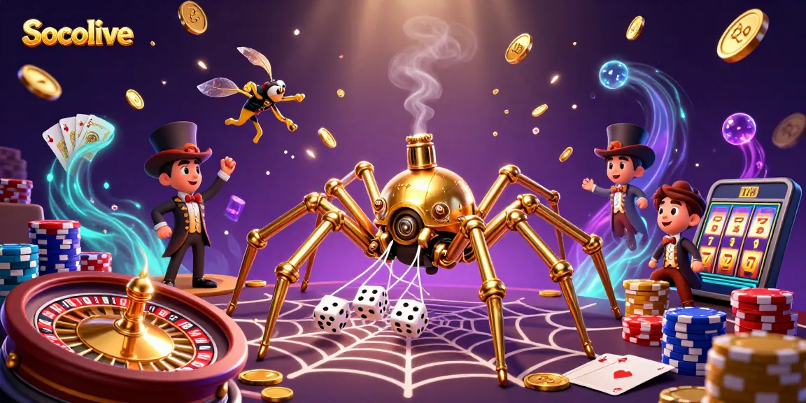 Socolive attracts online gamblers with a dynamic steampunk-themed scene featuring golden casino elements and exciting gameplay.