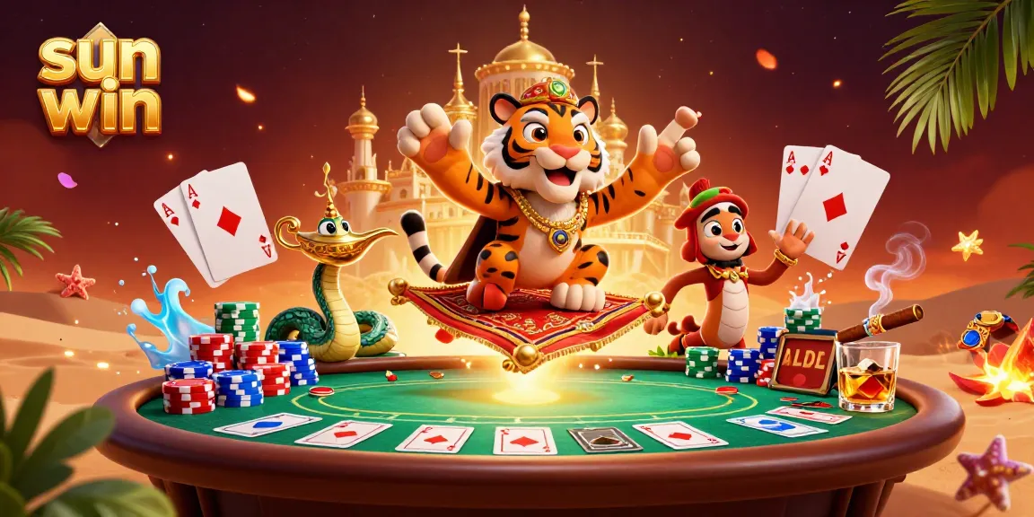 Experience the thrill of betting in sun win's vibrant casino scene with a tiger sultan and golden palace.