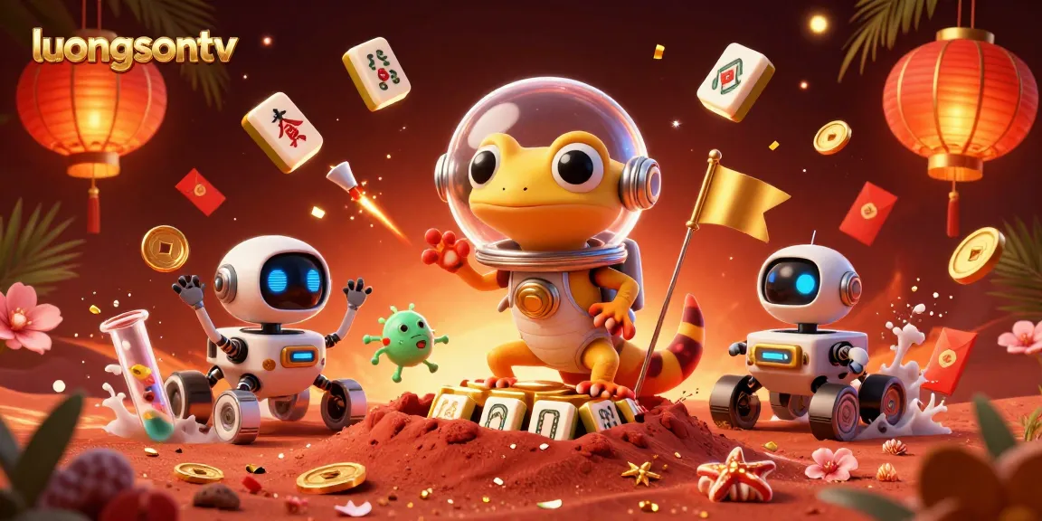 Experience the excitement of gambling with luongsontv in a lively casino atmosphere featuring colorful characters and elements.