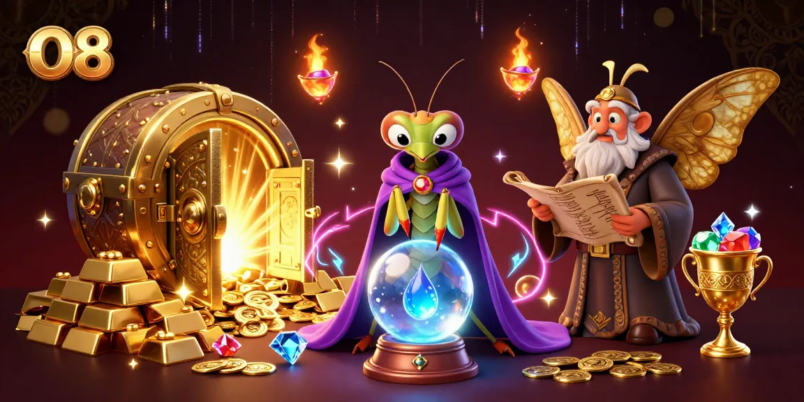 Engage with O8's enchanting casino world featuring vibrant characters and treasure.