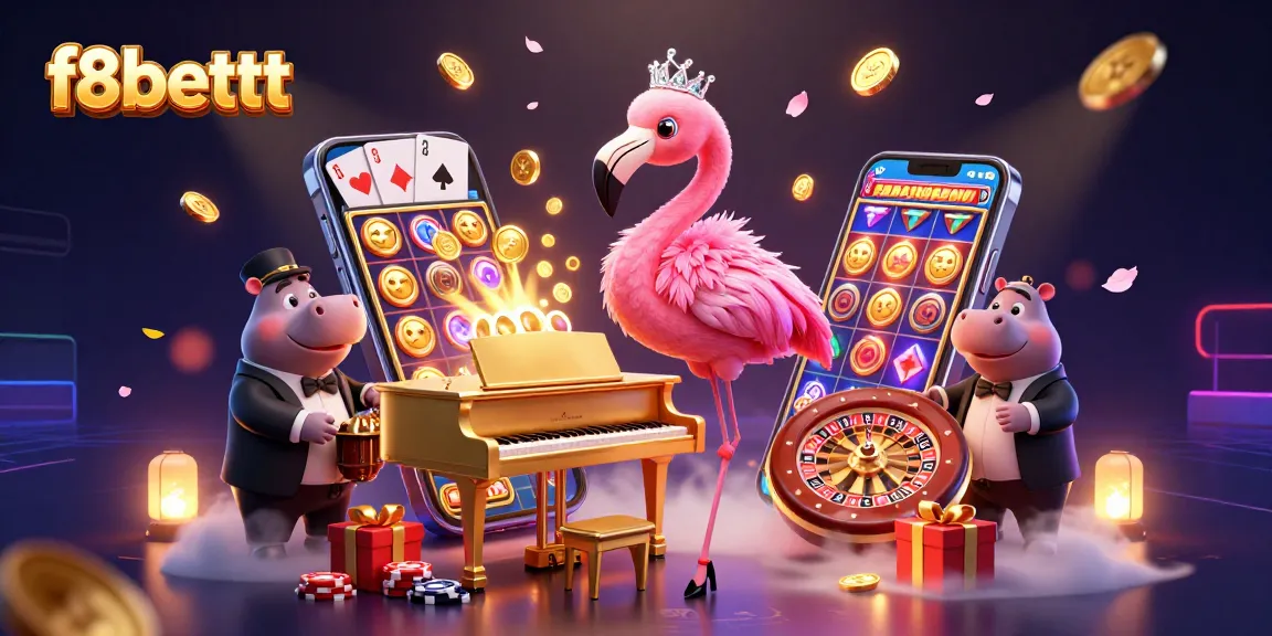Join f8bettt for an exciting 3D casino scene featuring vibrant games and energetic characters!